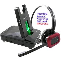 Wireless Headset Compatible with Polycom VVX300, VVX310, VVX400, VVX410 - Desk Office Phone Call Center Wireless Headset with EHS Cord Bundle for Remote Answering Wireless Headset(Explorer)