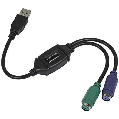 Monoprice PS/2 Keyboard/Mouse to USB Converter Adapter, Black (110934)