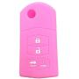 Ezzy Auto Pink 4 Buttons Silicone Rubber Key Fob Case Key Cover Key Jacket Skin Protector fit for Mazda 3 5 6 Mazda CX-7