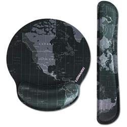 LIZIMANDU Mouse Pad with Wrist Support,Memory Foam Non Slip Gel Wrist Rest Mouse Pad for Gaming,Working,Office & Home (2 Pack,2-World Map)