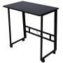 Folding Writing Table Rolling Laptop Notebook Computer Desk with Wheels Poarmeey(Black)