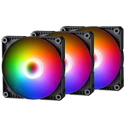 Phanteks SK120 DRGB PWM Fan 3Pack (PH-F120SK_DRGB_PWM_3P) – 3X 120mm Fan, high Airflow Nine-Blade Design, DRGB Lighting, Rubber dampening washers - Black