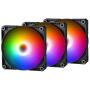 Phanteks SK120 DRGB PWM Fan 3Pack (PH-F120SK_DRGB_PWM_3P) – 3X 120mm Fan, high Airflow Nine-Blade Design, DRGB Lighting, Rubber dampening washers - Black