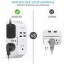 USB Wall Charger, Surge Protector, 5 Outlet Extender with 4 USB Charging Ports ( 1 USB C Outlet, 4.5A Total) 3-Sided 1800J Power Strip Multi Plug Outlets Wall Adapter Spaced for Home Travel Office