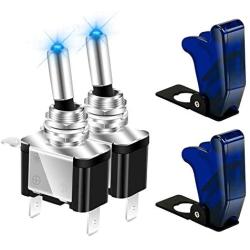 DaierTek 2pcs 12V Blue LED Lighted Toggle Switch Marine SPST 3 Pin ON OFF for Automotive Car RV Vehicles Truck Boat