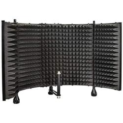 Monoprice Microphone Isolation Shield - Black - Foldable With 3/8'' Mic Threaded Mount, High Density Absorbing Foam Front & Vented Metal Back Plate - Stage Right