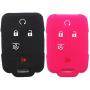 Ezzy Auto Black and Rose Silicone Rubber Key Fob Case Key Cover Key Jacket Skin for Enclave Colorado Silverado 1500 Suburban Tahoe Yukon Sierra 1500