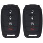 WEIBISS 2 Pack 4 Buttons Soft Silicone Rubber Remote Smart Key Fob Cover Case Protector Holder Jacket Compatible with Dodge Ram 1500 2019 2020, Black