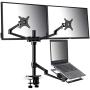 viozon Monitor and Laptop Mount, 3-in-1 Adjustable Triple Monitor Arm Desk Mounts, Dual Desk Arm Stand/Holder for 17 to 27 Inch LCD Computer Screens, Extra Tray Fits 12 to 17 inch Laptops (OL-10T-B)