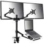 viozon Monitor and Laptop Mount, 3-in-1 Adjustable Triple Monitor Arm Desk Mounts, Dual Desk Arm Stand/Holder for 17 to 27 Inch LCD Computer Screens, Extra Tray Fits 12 to 17 inch Laptops (OL-10T-B)