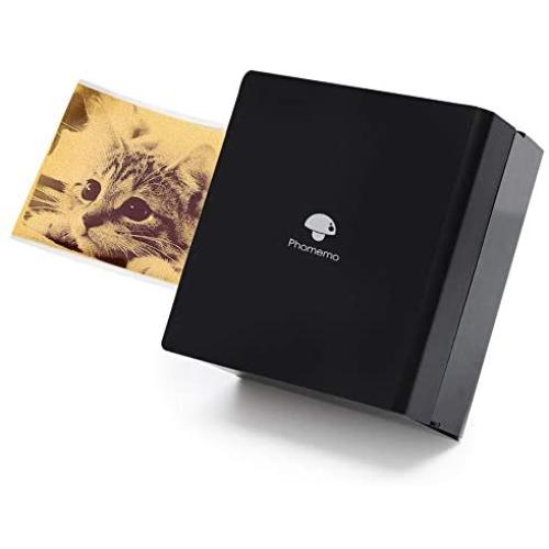 Phomemo M02 Mini Printer- Portable Bluetooth Thermal Printer Pocket Sticker Printer Compatible with iOS + Android for Organizing Office Documents，Work List Printing, Black and White Picture, Black