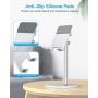 Cell Phone Stand, OMOTON Angle Height Adjustable Phone Stand, Aluminum Desktop Phone Holder Dock Stand for Desk, Compatible with iPhone 11/Xr/Xs Max, All Smartphones and All Tablets(4-11), Silver