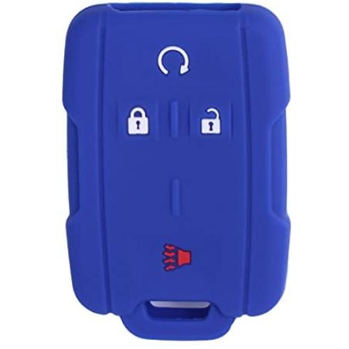XUHANG Sillicone key fob Skin key Cover Remote Case Protector Shell for Chevrolet Silverado Colorado GMC Sierra Yukon Cadillac smart Remote blue