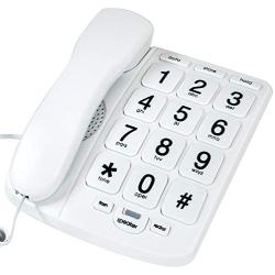 Tyler TBBP-4-WH Telephone for Seniors - Large Button Landline Phone for Elderly with Loud Speaker, Speed Dial, Ringer Volume Control, Wall Mount - Easy to See & Press Numbers - Works in Power Outage