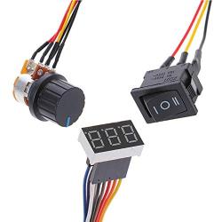 ICQUANZX Stepless DC Motor Speed Controller 10V-55V 12V 24V 36V 40A,with Forward-Brake-Reverse Switch,Ajustable Potentiometer &Digital Display