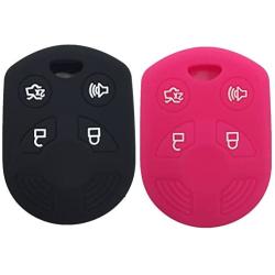 Ezzy Auto Black 4 Buttons Silicone Rubber Key Fob Case Key Cover Key Jacket Skin Protector fit for Expedition Taurus