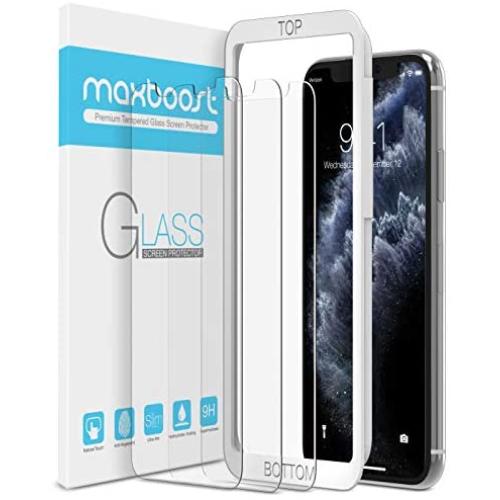 Maxboost Screen Protector for Apple iPhone Xs & iPhone X & iPhone 11 Pro (3 Packs, Clear) 0.25mm Tempered Glass Screen Protector with Advanced Clarity [3D Touch] Work w/Most Case 99% Touch Accurate