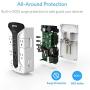 BESTEK 7-Outlet Wall Tap Surge Protector Power Strip with Swivel Outlets, 3 USB Charging Ports, 900 Joule Surge Suppression, Top Phone Holder