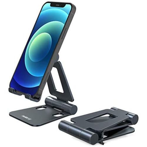 Nulaxy Phone Stand, Fully Foldable, Adjustable Desktop Phone Holder Cradle Dock - Grey
