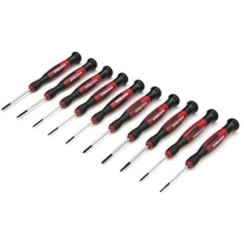 Steelman 10-Piece Precision Electronics Screwdriver Set, Variety of Slotted/Phillips/Torx Sizes, Swivel-Head, Magnetized Tips