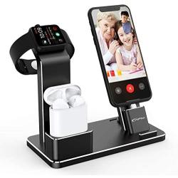 YoFeW Charging Stand for Apple Watch Charger Stand Aluminum Dock Station Compatible for iWatch Apple Watch Series 5/4/3/2 / 1/ AirPods/AirPods Pro/iPhone X/XS/XS Ma /8 / 8Plus / 7/7 Plus /6S