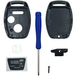 Key Fob Shell Case Fit for 3 Buttons Honda Accord Crosstour Civic Odyssey CR-V CR-Z Keyless Entry Remote Car Key Housing Replacement with Free Screwdriver (Casing Only Without Blade) (1pcs)