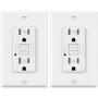 2 Pack - ELECTECK 15A/125V Tamper Resistant GFCI Outlet, Duplex Receptacle with LED Indicator, Decorator Wall Plate and Screws Included, Residential and Commercial Grade, ETL Certified, White
