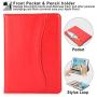 New iPad Mini Case 5th Generation with Pencil Holder - Mini iPad 4 Leather Stand Folio - Wallet Pocket - Handle Strap - Soft TPU Back Cover Auto Sleep/Wake for 7.9 Inch iPad Mini 4/5 (Red)