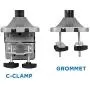 Mount-It! Triple Monitor Mount | Desk Stand with USB and Audio Ports | 3 Counter-Balanced Gas Spring Height Adjustable Arms for Three 24 27 30 32 Inch VESA Screens | C-Clamp and Grommet Bases Included