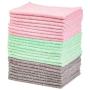 Amazon Basics Green, Gray and Pink Microfiber Cleaning Cloth, 24-Pack