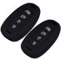 Lcyam Key Fob Cover Silicone Case Remote Holder Fits for 2019 2020 Hyundai Kona Santa Fe Veloster Sonata Keyless Smart Key 4 Button (Black Black)