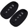 Lcyam Key Fob Cover Silicone Case Remote Holder Fits for 2019 2020 Hyundai Kona Santa Fe Veloster Sonata Keyless Smart Key 4 Button (Black Black)