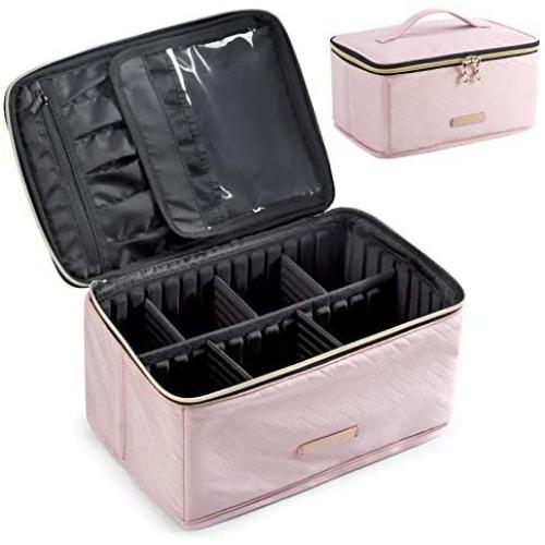 Makeup Bag, LIGHT FLIGHT Cosmetic Bag Large Makeup Case Organizer with Adjustable Dividers for Cosmetics, Makeup Brushes, Toiletries, Travel Accessories