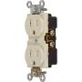Morris Products Industrial Grade Duplex Receptacle - White, 20 Amp, 250 Volt – Shallow Design, 2 Pole, 3 Wire – GE Lexan, Steel Mounting Strap – UL Listed