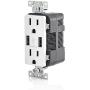 Leviton T5632-3BW 15-Amp USB Charger/Tamper Resistant Duplex Receptacle Pack of 3, White