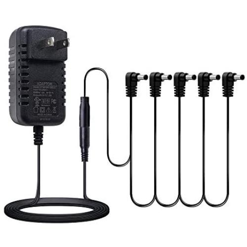 SONICAKE 9V DC 1A Power Supply Adapter for Guitar Effects Pedal with 5 Way Daisy Chain Power Cable