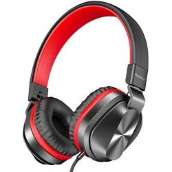 PeohZarr On-Ear Headphones with Microphone, Lightweight Folding Stereo Bass Headphones with 1.5M Tangle Free Cord, Portable Wired Headphones for Smartphone Tablet Laptop Computer MP3/4