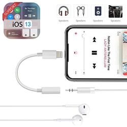 [Apple MFi Certified] iPhone 3.5 mm Headphone Jack Adapter, Lightning to 3.5mm Headphone Aux Audio Dongle Splitter Jack Adaptor Compatible for iPhone 11/11 Pro/XR/XS Max/X/8/7 Support All iOS System