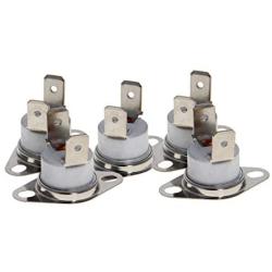 Fielect 5Pcs KSD301 Thermostat 165°C/329°F Normally Closed N.C Snap Disc Limit Control Thermal Switch Microwave Thermostat Silver Tone Bent Feet