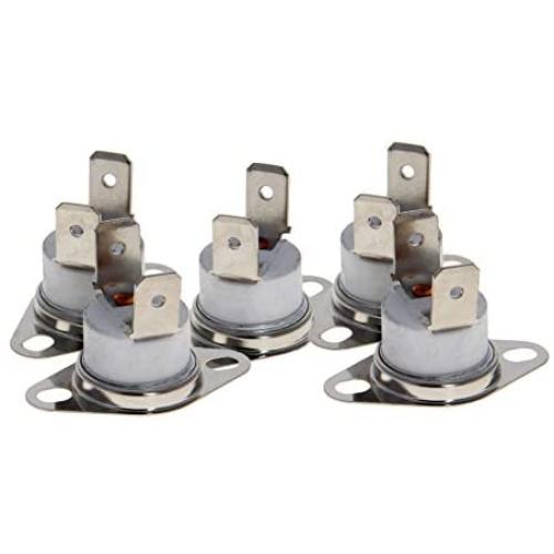 Fielect 5Pcs KSD301 Thermostat 165°C/329°F Normally Closed N.C Snap Disc Limit Control Thermal Switch Microwave Thermostat Silver Tone Bent Feet