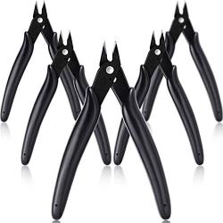 Boao Wire Flush Cutter 5 Inch Diagonal Cutting Pliers Micro Wire Cutter for Electronics Wires Jewelry Screws and DIY (5, Black)