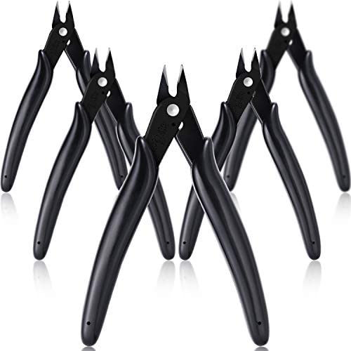 Boao Wire Flush Cutter 5 Inch Diagonal Cutting Pliers Micro Wire Cutter for Electronics Wires Jewelry Screws and DIY (5, Black)