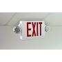 Lithonia Lighting LHQM R M6 LED Thermoplastic Casing Emergency Exit Sign With 2-Round Head Lamp, 180 Lumens, 120 Volts, 4 Watts, Red