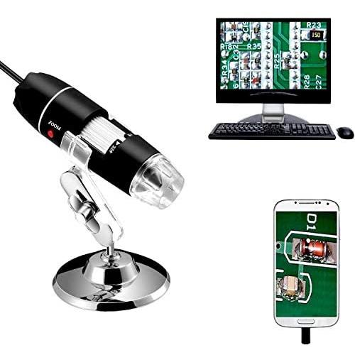 Jiusion 40 to 1000x Magnification Endoscope, 8 LED USB 2.0 Digital Microscope, Mini Camera with OTG Adapter and Metal Stand, Compatible with Mac Window 7 8 10 Android Linux