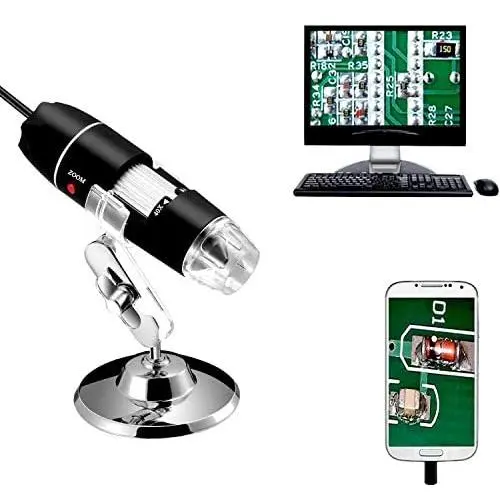 Jiusion 40 to 1000x Magnification Endoscope, 8 LED USB 2.0 Digital Microscope, Mini Camera with OTG Adapter and Metal Stand, Compatible with Mac Window 7 8 10 Android Linux