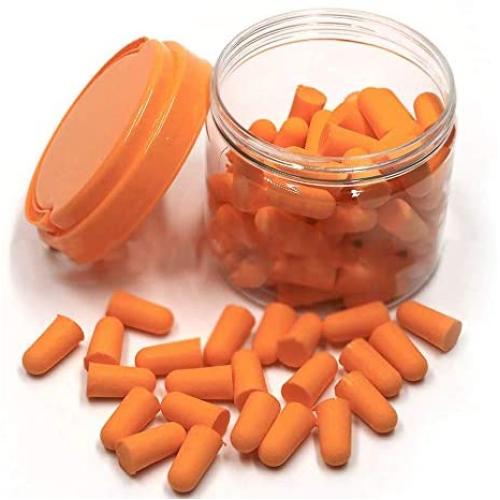 Emoly 50 Pairs Foam Ear Plugs, Premium Ear Plugs Noise Reduction - 34dB SNR Super Soft Foam Ear Plugs Noise Reduction Hearing Protector for Sleeping, Snoring, Travel, Shooting and Work (Orange)