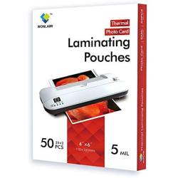 Thermal Laminating Pouches, 5 mil, Photo Card, 4×6 inches, 50(25×2) Packs, Used for Laminator Machine by WONLAMI