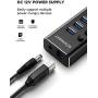 Rosonway Powered USB Hub 16 Ports 100W USB 3.0 Data Hub Aluminum USB Hub 3.0 Splitter with 12V/8.3A UL Certified Power Adapter and Individual On/Off Switches RSH-A16 (Black)