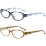 Cat Eye Reading Glasses for Womens - 2 Pairs Blue Light Blocking Computer Readers +1.5 Anti-blue Lightweight Quality Ladies Eyeglass