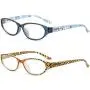 Cat Eye Reading Glasses for Womens - 2 Pairs Blue Light Blocking Computer Readers +1.5 Anti-blue Lightweight Quality Ladies Eyeglass